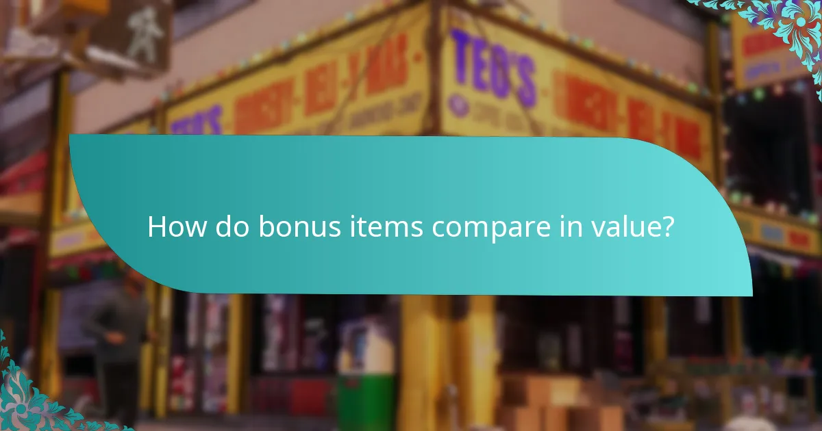 How do bonus items compare in value?