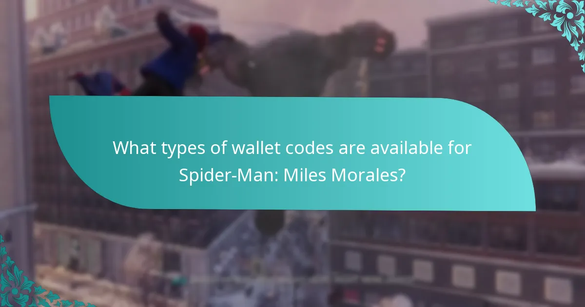 What types of wallet codes are available for Spider-Man: Miles Morales?